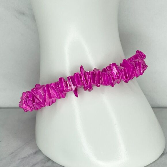 Pink Purple Puka Shell Beaded Screw Clasp Bracelet - Picture 9 of 9